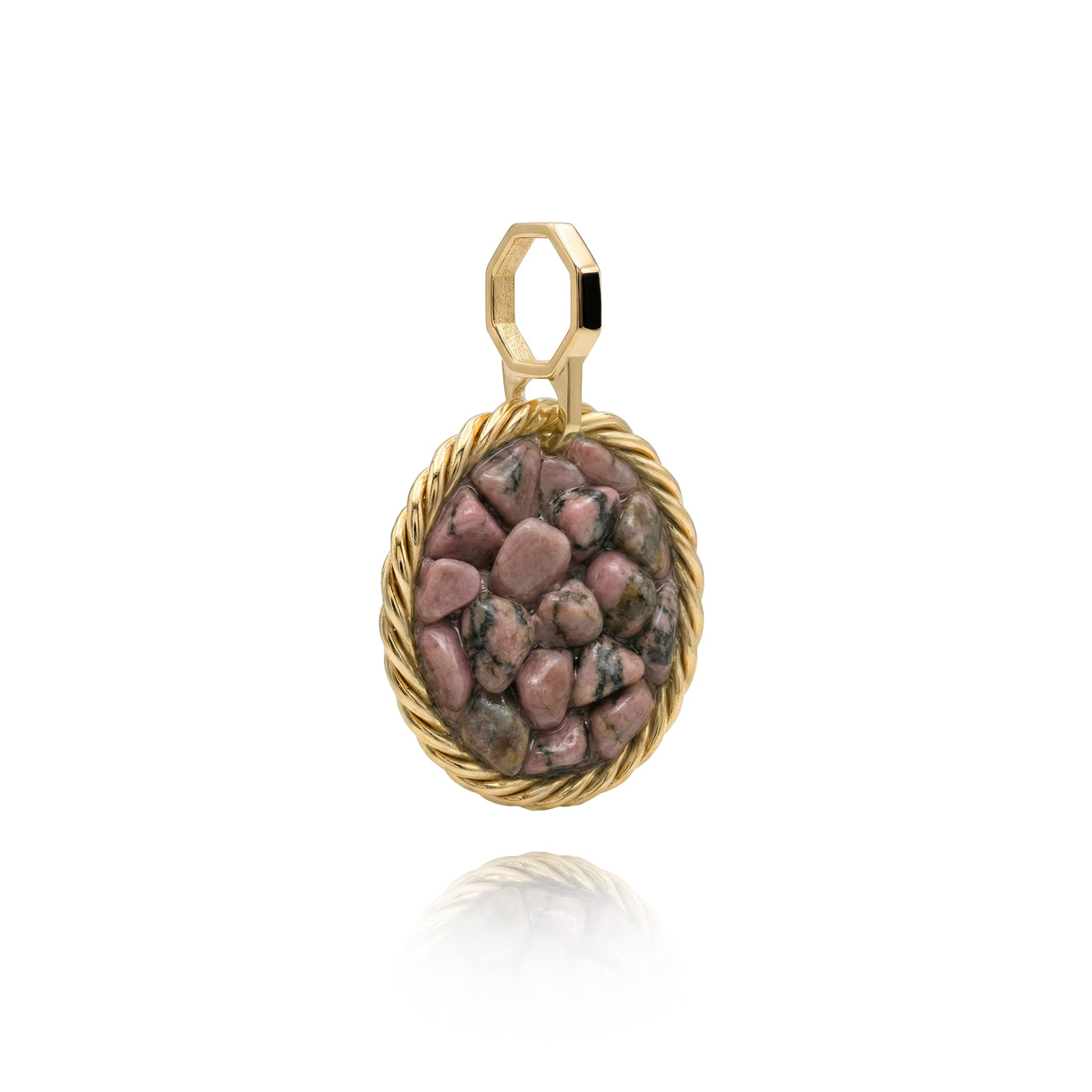 Miedziany Amulet Tensorowy z Rodonitem – Pozłacany