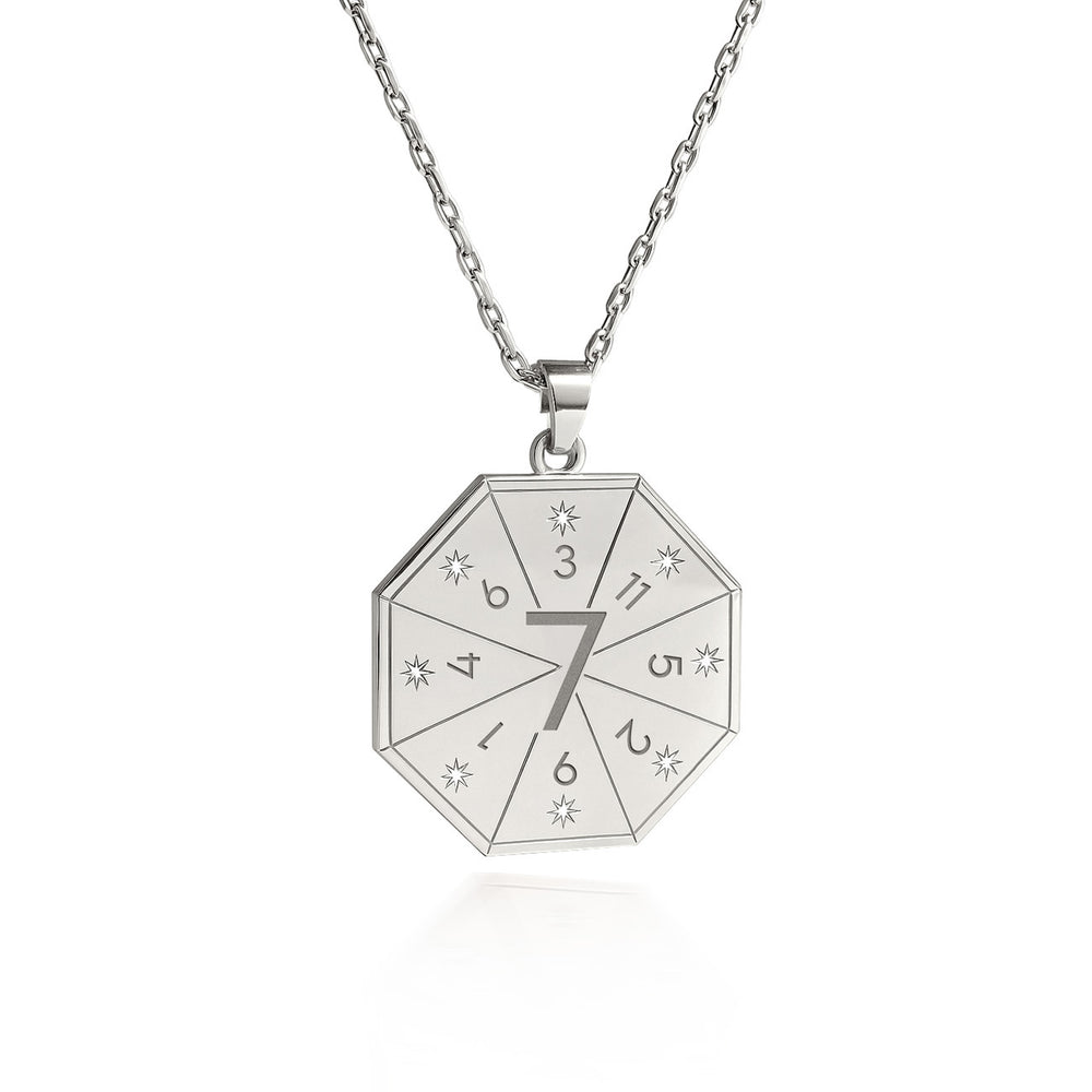 Collier avec pendentif du Sage (7) en argent – Sceau de la Vérité