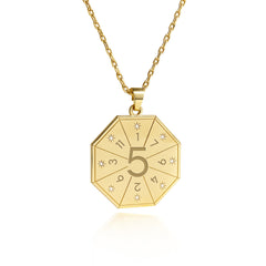 Collier avec pendentif du Voyageur (5) en doré – Sceau du Changement