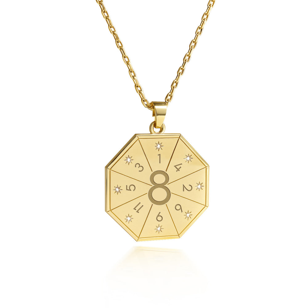 Collier avec pendentif Seigneur de l'Énergie (8) en doré – Sceau de Puissance