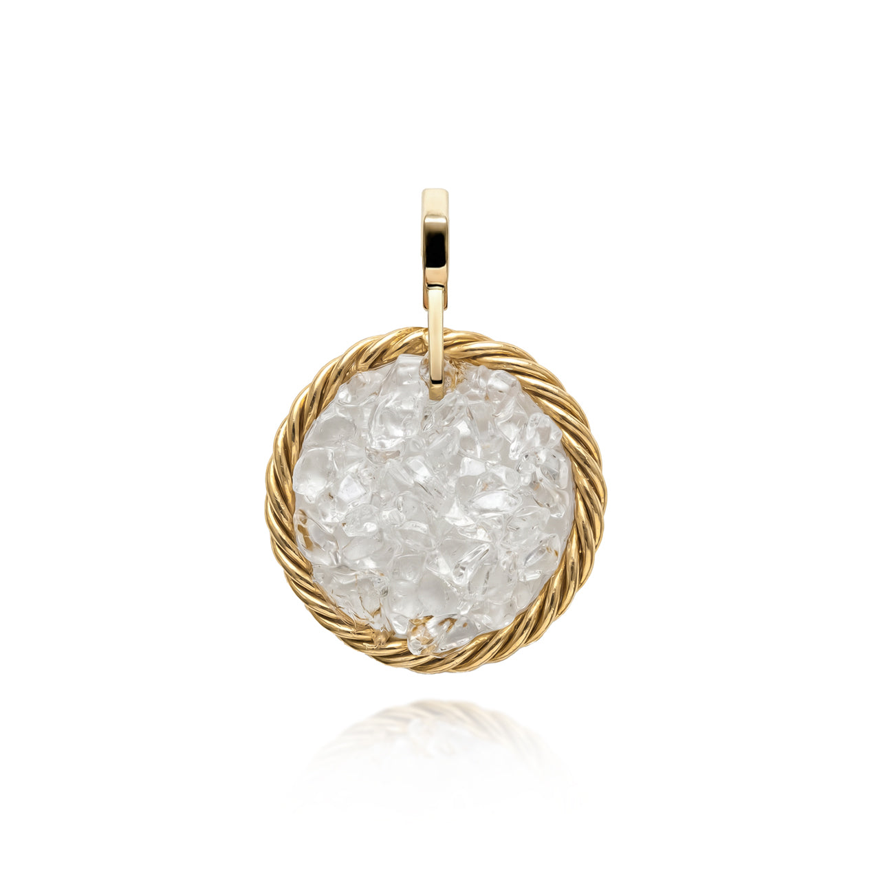 Amulette Tenseur en Cuivre avec Cristal de Roche – Plaqué Or
