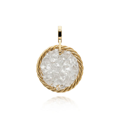 Amulette Tenseur en Cuivre avec Cristal de Roche – Plaqué Or