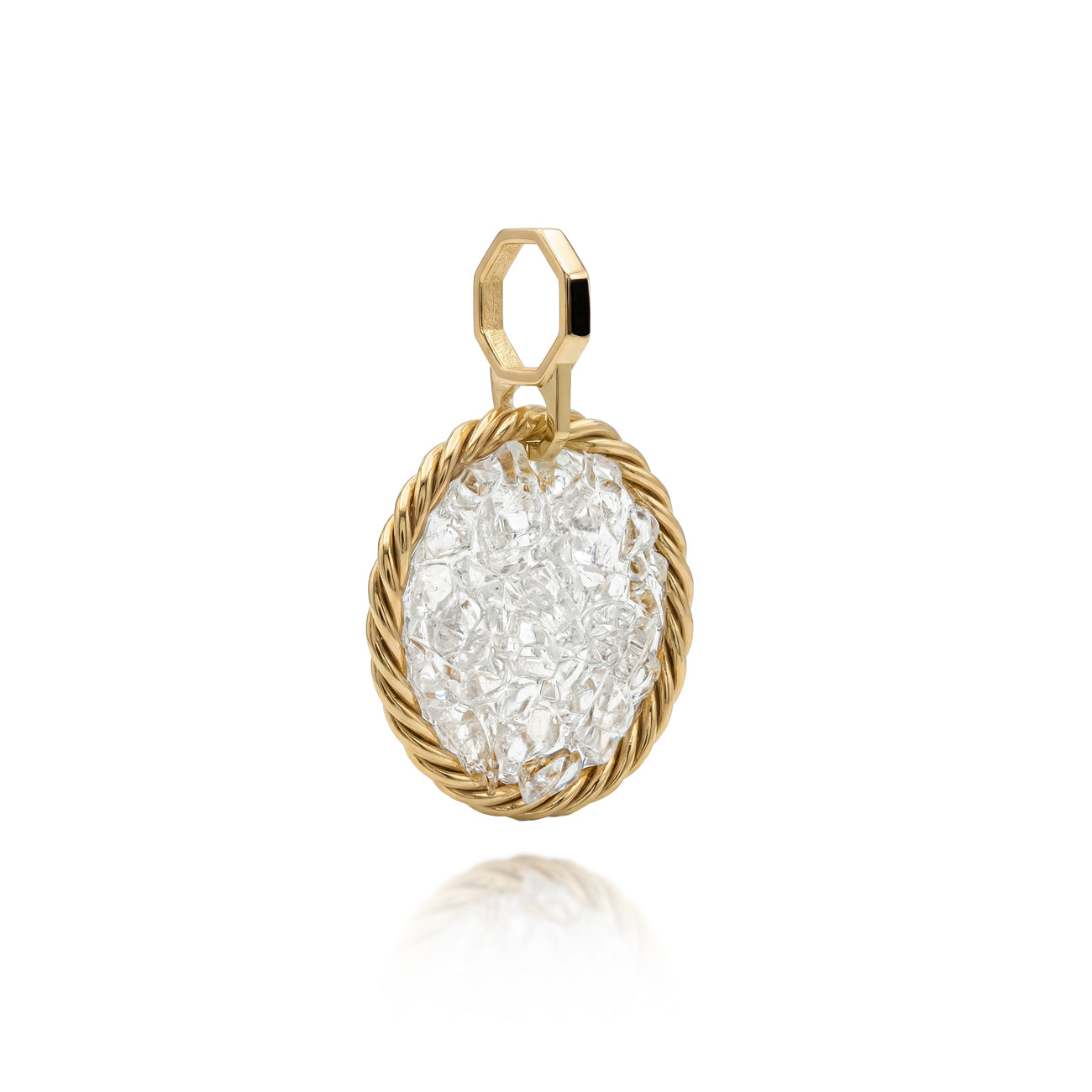 Amulette Tenseur en Cuivre avec Cristal de Roche – Plaqué Or