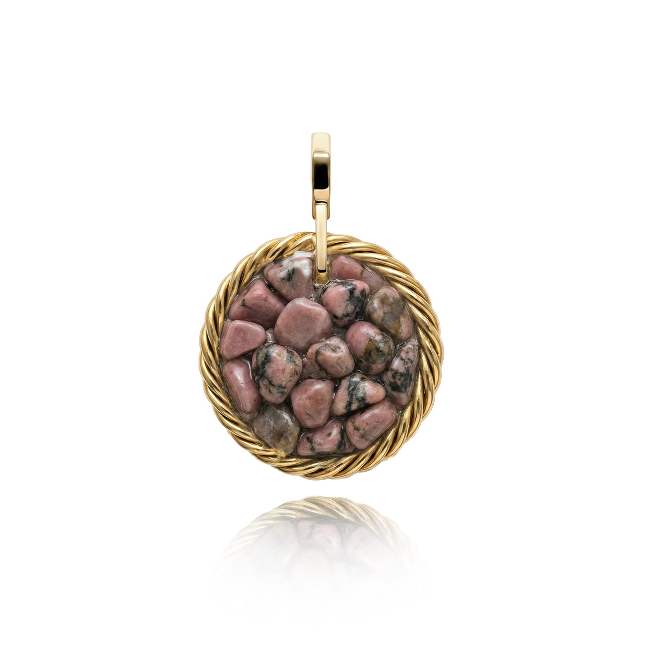 Miedziany Amulet Tensorowy z Rodonitem – Pozłacany
