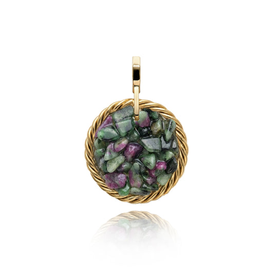 Amulet tensorowy z Zoizytem z Rubinem – Mosiądz pozłacany