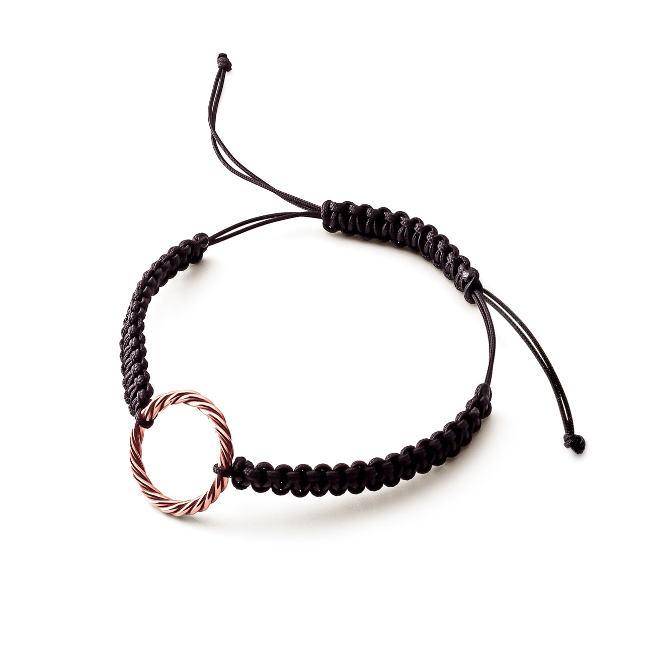 Bracelet tressé à la main noir – <tc>coudée</tc> Royal en or rose