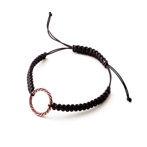Bracelet tressé à la main noir – <tc>coudée</tc> Royal en or rose