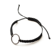 Bracelet tressé à la main noir – <tc>coudée</tc> Royal en platine