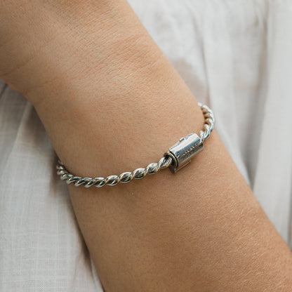Bracelet tensoriel en cuivre couleur argent - <tc>coudée</tc> Royal (144 MHz)