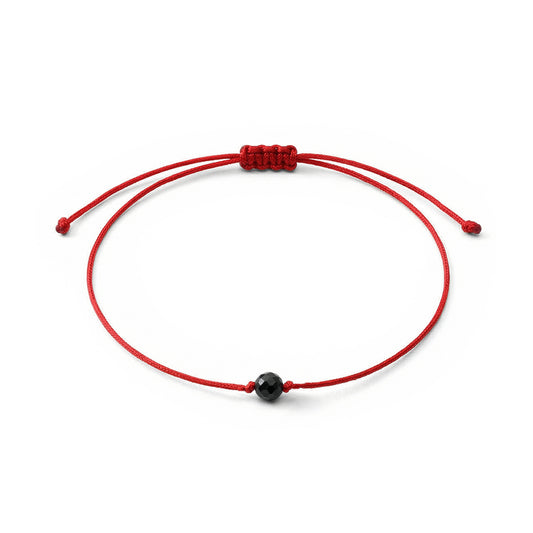 Bransoletka sznurkowa Ochrony i Mocy - Czarny  Turmalin - Czerwona