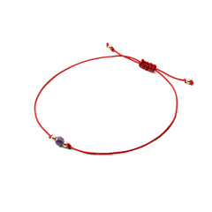 Bracelet en corde avec pierre - Améthyste 4mm - Rouge