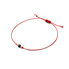 Bracelet en corde avec pierre - Tourmaline Lisse (brillante) 4mm - Rouge