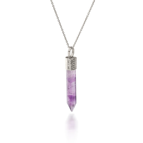 Naszyjnik 44 cm z Ametystem – Srebro 925 pokryte platyną