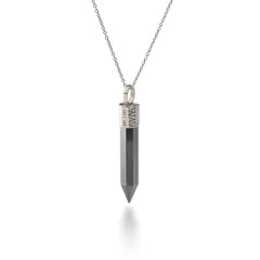 Naszyjnik z Czarnym Turmalinem – Srebro 925 pokryte platyną