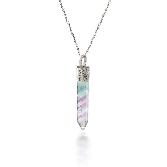 Naszyjnik 44 cm z Fluorytem – Srebro 925 pokryte platyną