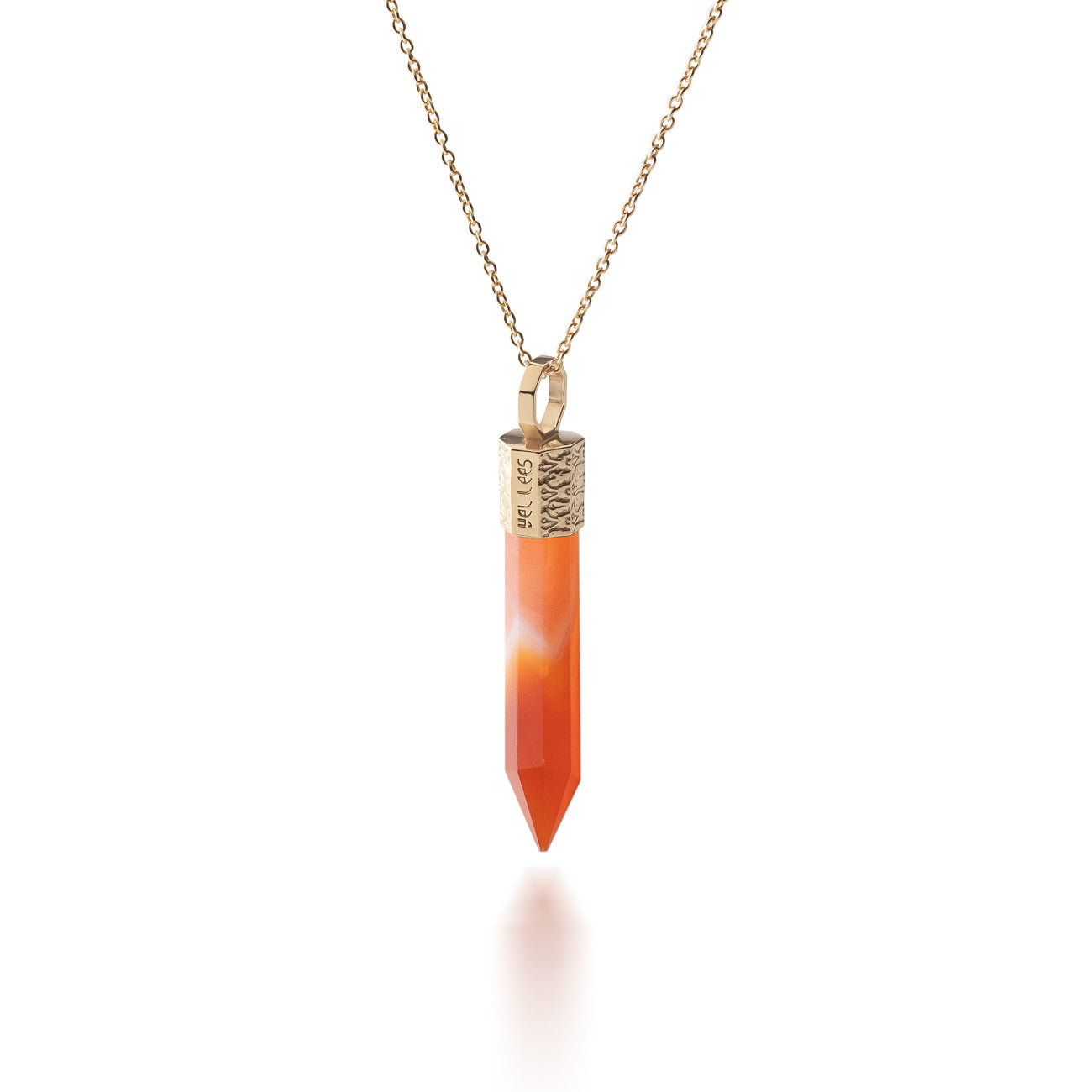 Naszyjnik 44 cm z Karneolem – Srebro 925 pozłacane