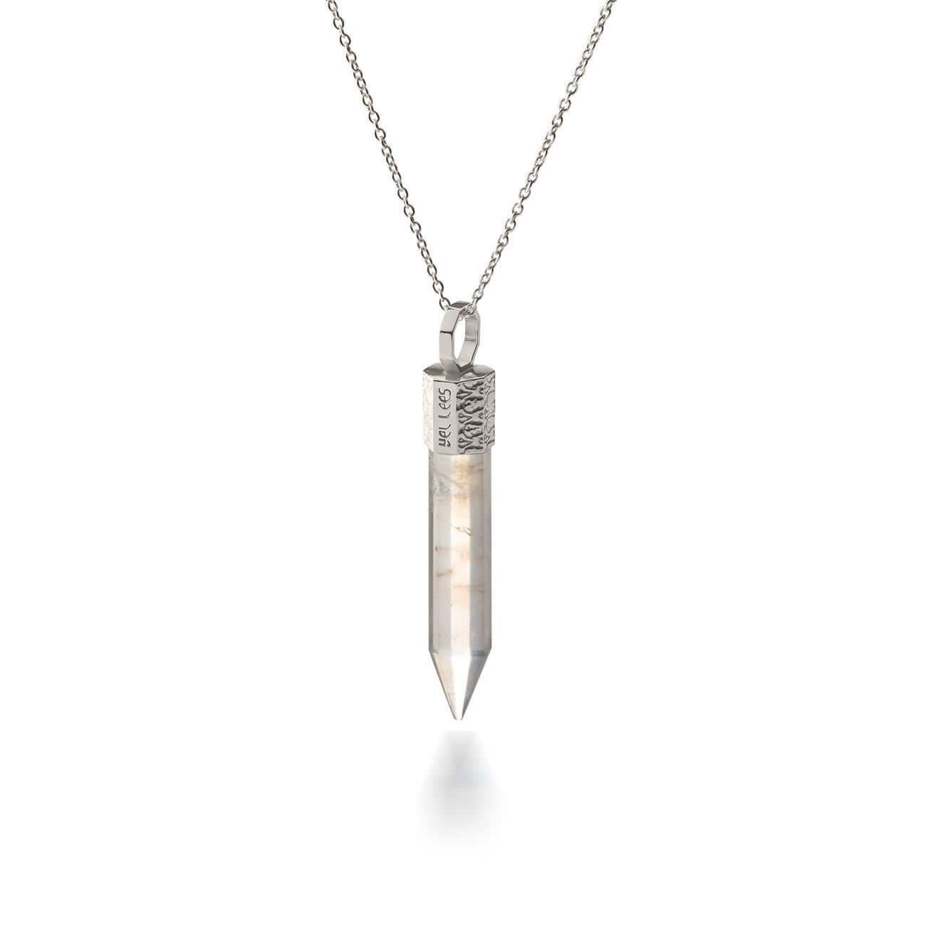 Naszyjnik 44 cm z Kryształem Górskim – Srebro 925 pokryte platyną