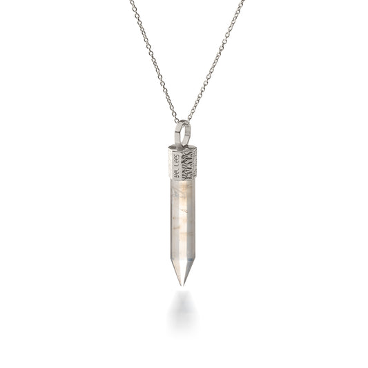 Naszyjnik 44 cm z Kryształem Górskim – Srebro 925 pokryte platyną