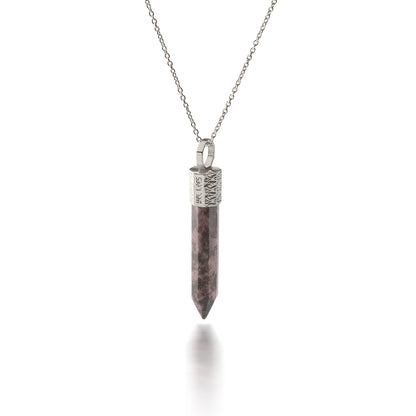 Naszyjnik 44 cm z Rodonitem – Srebro 925 pokryte platyną