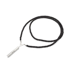 Collier de respiration avec tourmaline mate 6 mm, argent 925 plaqué platine
