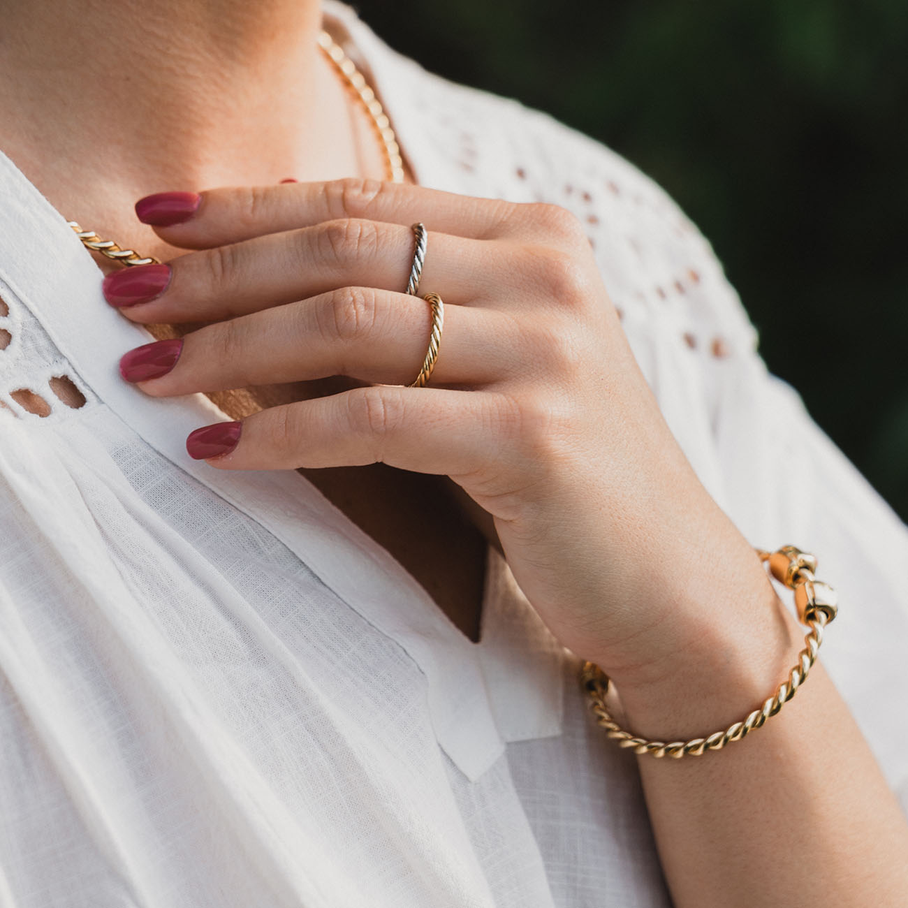 Bague tensorielle en cuivre couleur or - Amulette de protection