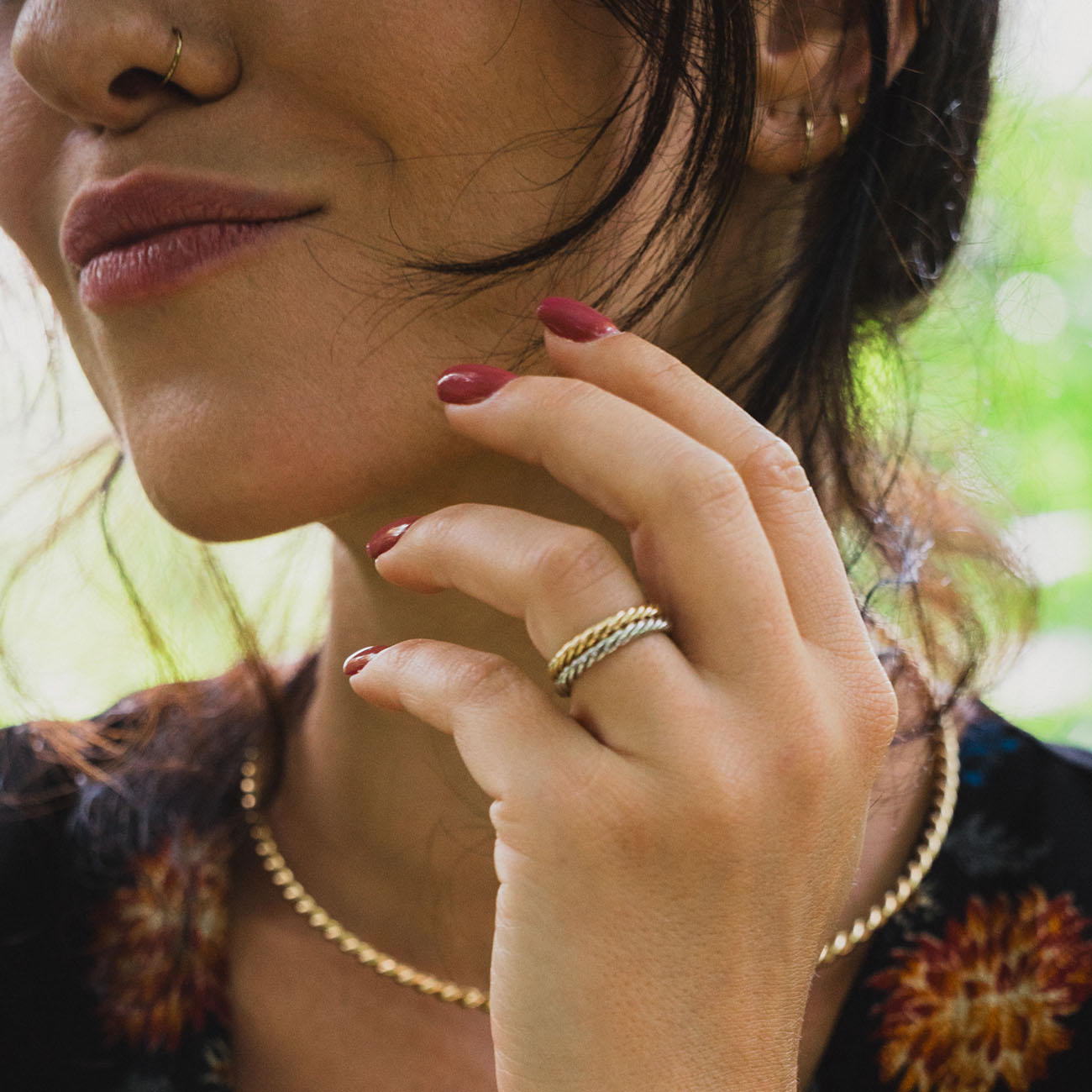 Bague tensorielle en cuivre couleur or - Amulette de protection