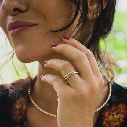 Bague tensorielle en cuivre couleur or - Amulette de protection