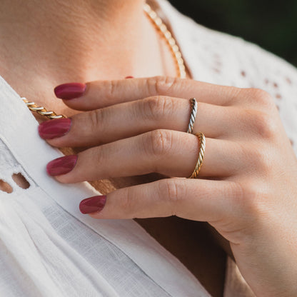 Bague tenseur en argent plaqué or - Amulette protectrice