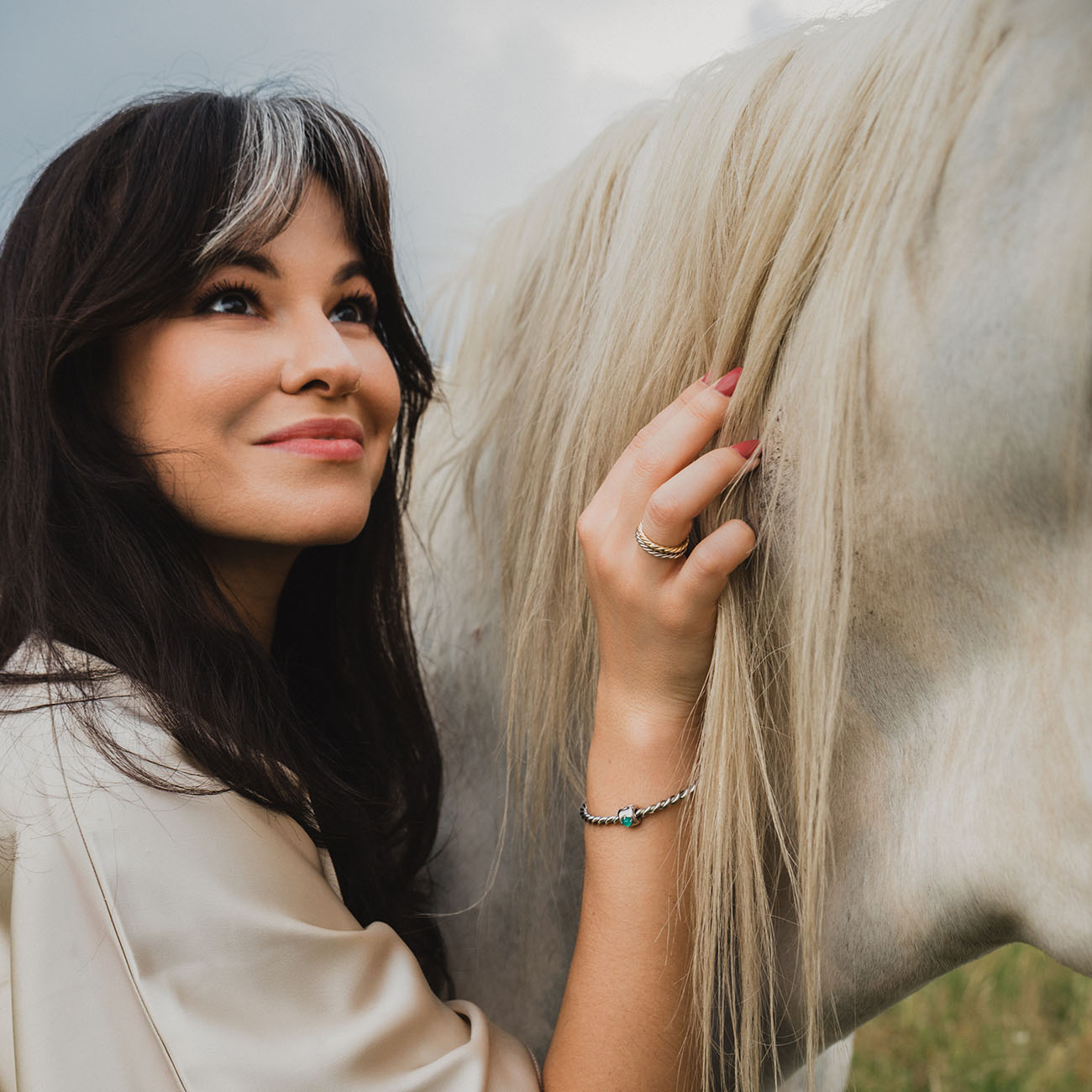 Bague tensorielle en cuivre couleur argent - Amulette de protection