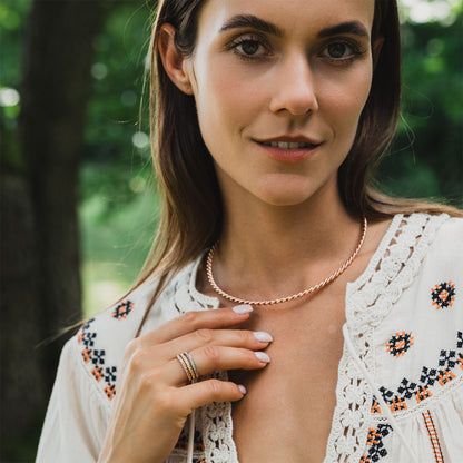 Bague tensorielle en cuivre couleur or rose - Amulette de protection