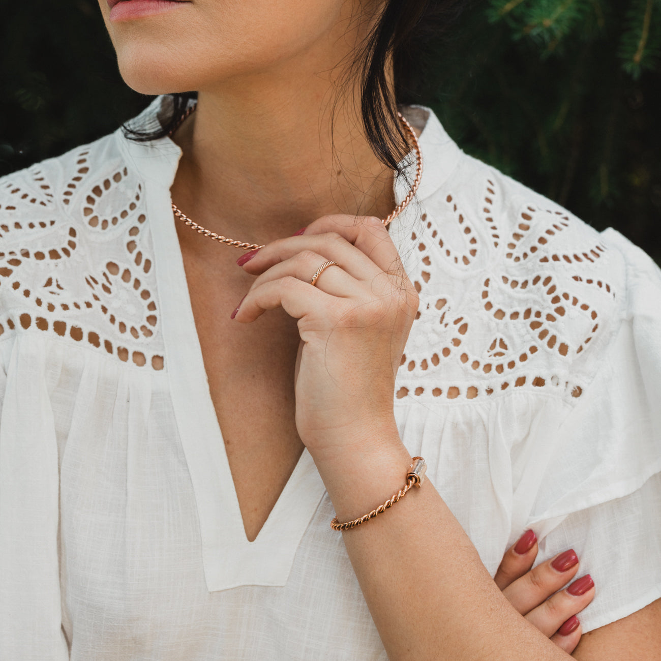 Bracelet tensoriel en cuivre couleur or rose - <tc>coudée</tc> Perdu (177 MHz)