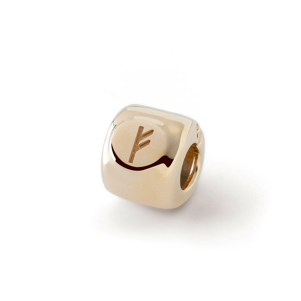 Charms avec la rune Fehu (ᚠ) Doré – amulette d’abondance et de succès - argent 925