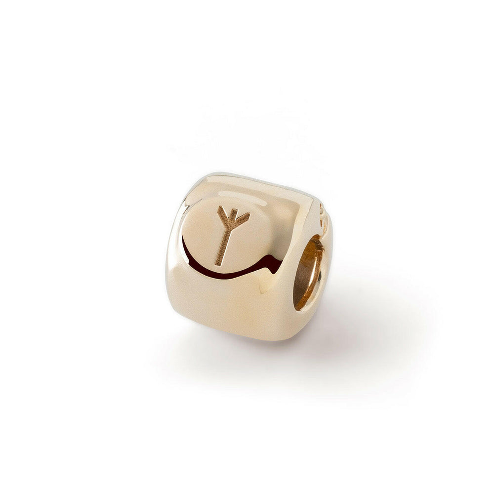 Charms avec la rune Algiz (ᛉ) Doré – amulette de protection et d’intuition – argent 925