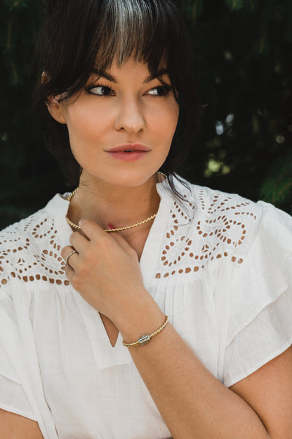 Bracelet tensoriel en cuivre doré avec fermoir argenté - <tc>coudée</tc> Royal (144 MHz)