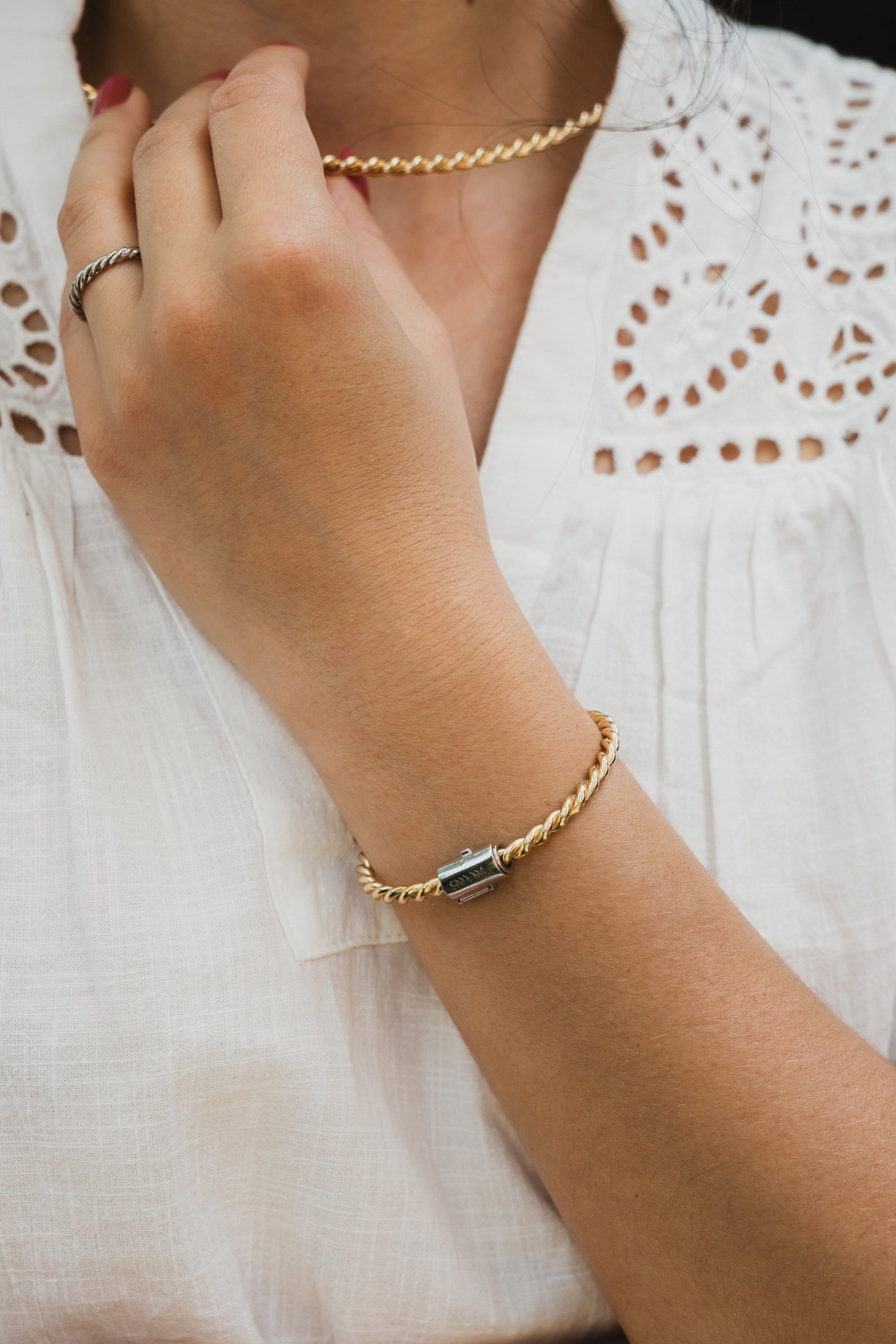 Bracelet tensoriel en cuivre doré avec fermoir argenté - <tc>coudée</tc> Royal (144 MHz)